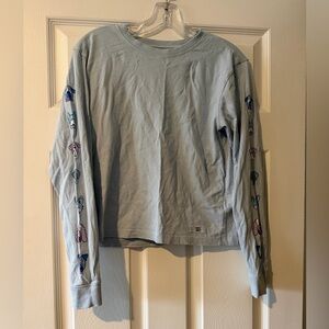 Life is Good - Light Blue Dog Graphic Long Sleeve Shirt (Crusher) - XS